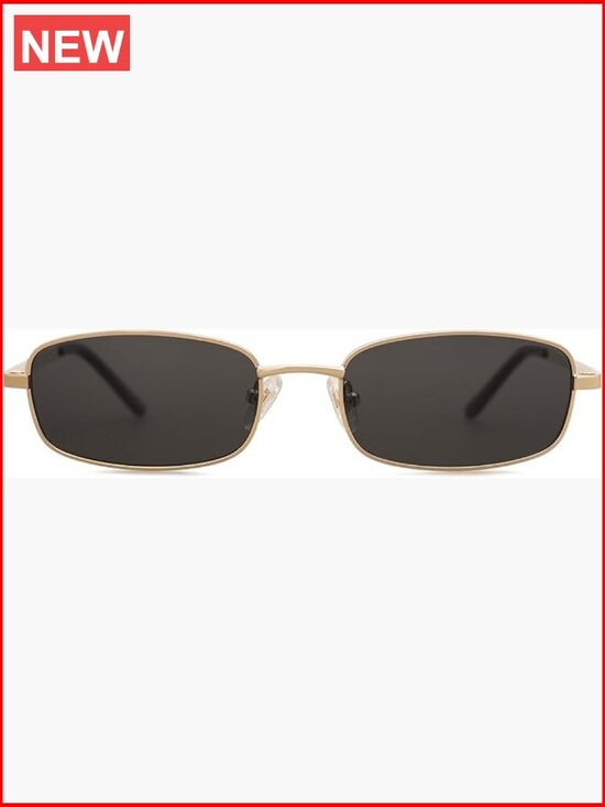 Retro Narrow Rectangle Sunglasses with UV400 Protection Metal Frame